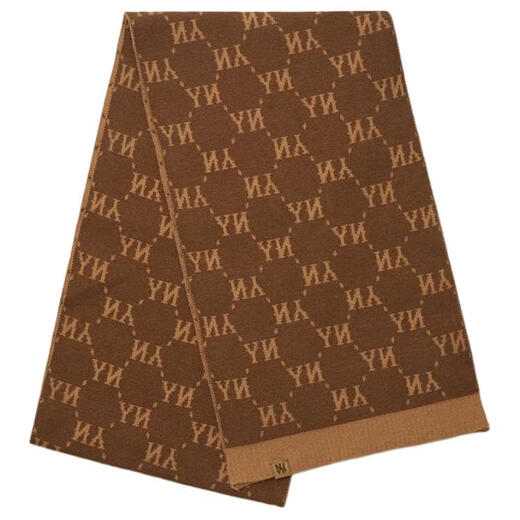 MLB letter printing nylon wool scarf, same style for men and women, couple model, brown brown F basic packaging-no box
