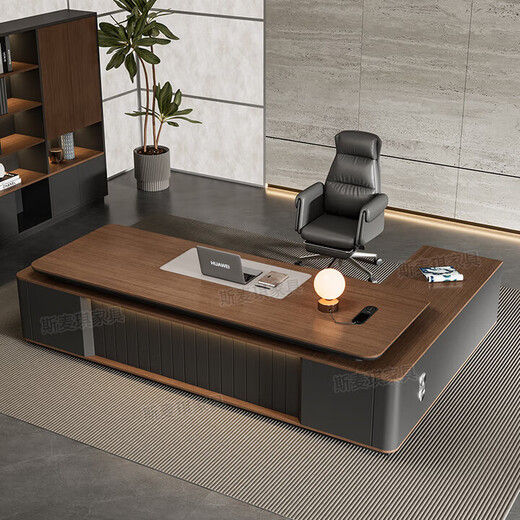 Light luxury boss desk, modern and simple paint desk, president desk, office manager desk and chair combination, 1.6m single cabinet boss desk, ordinary desktop