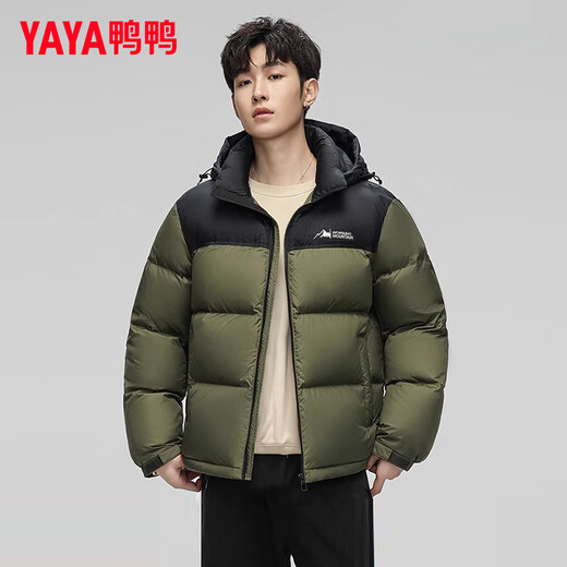 YAYA (YAYA) 260g down filled short down jacket men's winter new thickened cold-proof bread coat camouflage extreme cold jacket black XL (180)