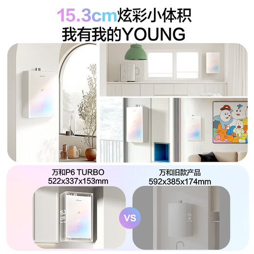 Vanward Bailu P6 TURBO 210% supercharged state subsidy 15% 16 liters of gas water heater natural gas first level constant temperature energy saving frequency conversion colorful pear white