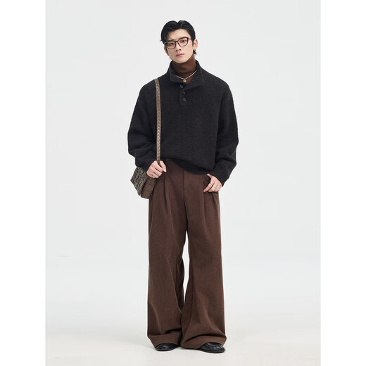 Earl Zall turn-down turtleneck Earl Zall 25 winter style wool sweater men's pullover sweater Henry collar top vanilla white (imitation alpaca loop yarn) M 170