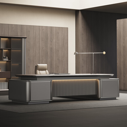 TONGTA President's Painted Desk Boss's Desk Chairman's Office Executive Desk High-end Atmosphere Light Luxury Furniture Customized 2.4 Meter President's Desk