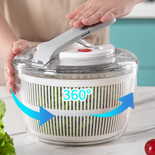 ASCOR vegetable push-type dehydrator, salad spinner, vegetable basin, water drainer, manual fruit washing and dehydration artifact, medium size 3L white, quick water spin, vegetable washing and decontamination