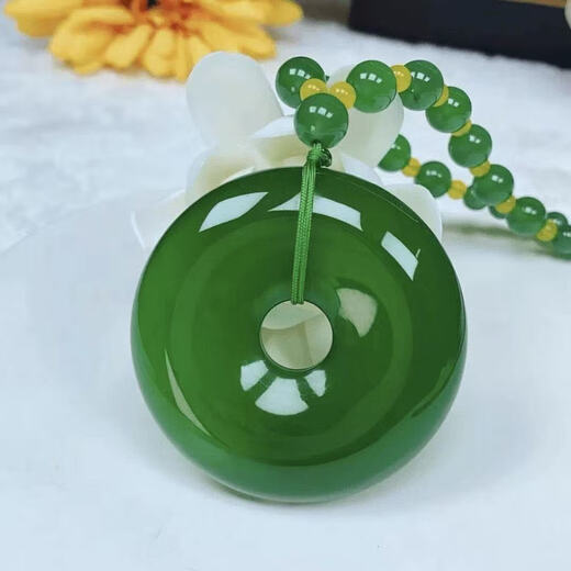 Counter 10% off clearance imitation imperial green jade pendant large peace buckle peace necklace gift 808 free exquisite gift box peace buckle pendant