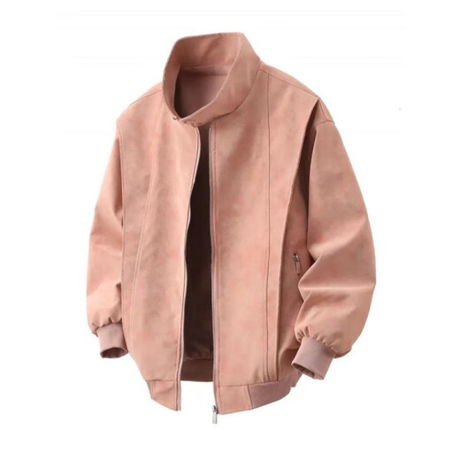 Liser唐团夹克男女款春秋季美式覆古棒球领休闲宽松美拉德水洗皮衣港风 灰色 L