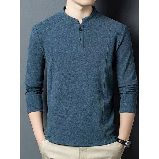 KUXA Tianjun Department Store Men's Wear 2025 New Business Sweater Double-sided German Velvet Bottoming Shirt Men's Henry Collar Long Sleeve Camel Yellow M (Recommended 90-115Jin Jin equals 0.5 kg)