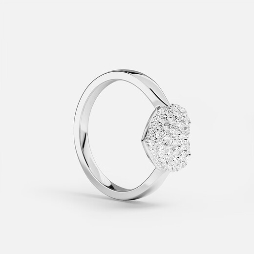 APM Monaco New Product Love Ring Silver White Pavé Heart Shape Design Simple Hand Jewelry Gift Silver White Size 54