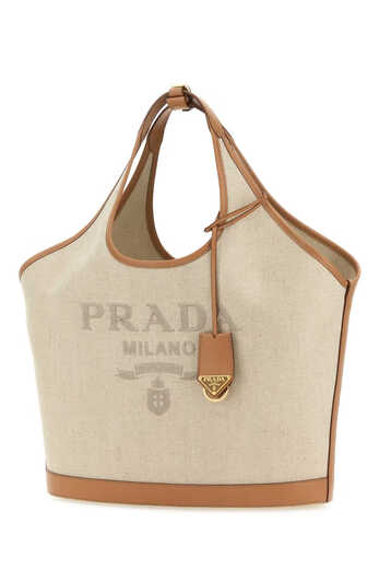 PRADA Logo Detail Large Handbag Beige One Size