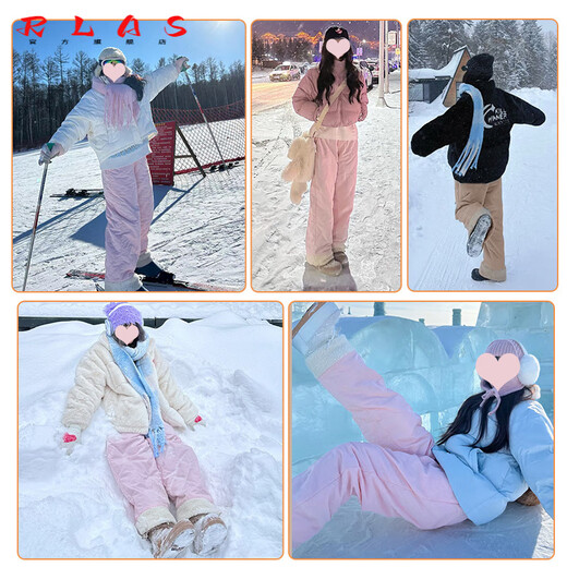 RLAS white duck down straight down pants for women's outer wear in winter 2026 new high-waisted cold-proof lamb wool spliced ​​ski cotton pants black classic versatile XL 116-125Jin Jin equals 0.5 kg