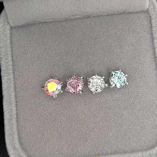 Sparkling Dragon Claw Earrings Zircon Ear Bone Nail Pink Blue Niche Design Five Claw Dragon Scale Cochlear Nail Earrings Birthday Gift AB Zirconium + Ocean Blue One Pack Each