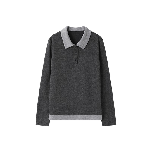 Mohan Yimei contrasting color stitching skin-friendly shirt 2025 winter new style fashionable versatile comfortable warm thickened shirt