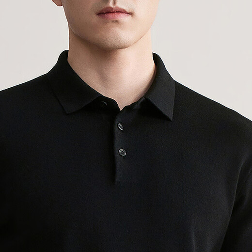 YOUNGOR short-sleeved wool sweater for men, wool blended, machine washable, anti-shrunk, easy to care for, comfortable sweater, 2025 shopping mall same style, black YYQW615276ACA 2XL 115cm (recommended 180-190Jin Jin equals 0.5kg)