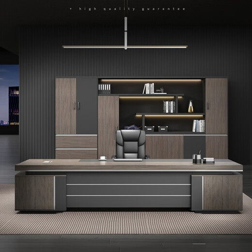 Black gold wood boss desk simple modern president desk combination new Chinese style manager light luxury executive desk furniture 1.6 meters boss desk single side cabinet