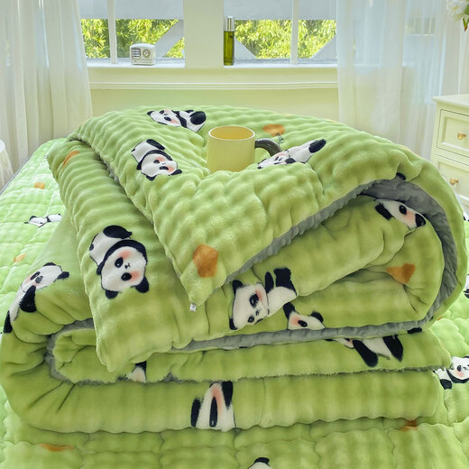 Fantasy thickened beanie fleece rabbit plush quilt, autumn and winter children's quilt, winter quilt, single dormitory learning blanket, panda rabbit fleece beanie quilt 110x150cm 2Jin Jin equals 0.5 kg single beanie quilt