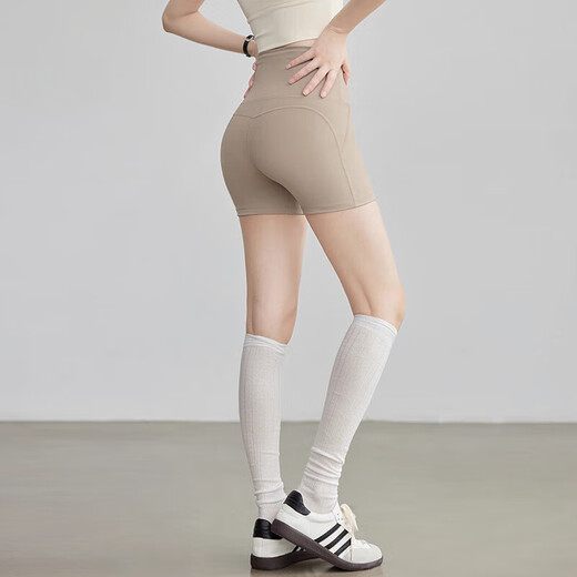 Yoga shorts for women 2025 new high-waisted slim running and cycling pants that can be worn outside Pilates fitness pants, navy blue L weight 105-120 Jin Jin equals 0.5 kg