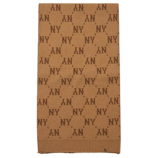 MLB letter printing nylon wool scarf, same style for men and women, couple model, brown brown F basic packaging-no box