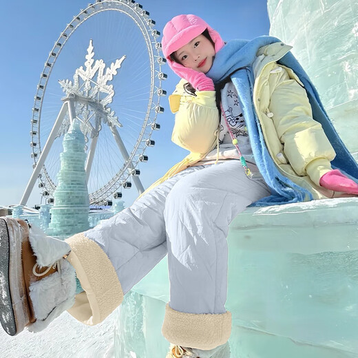 Women's winter new style velvet trousers 2025 down cotton trousers loose slimming outer wear warm trousers thickened trousers white warm plus velvet upgraded model M recommended 96-110Jin Jin equals 0.5 kg