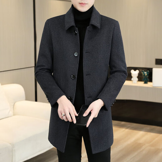 JOEONE овечье шерстяное пальто осень-зима средней длины 2025 новое мужское шерстяное пальто с лацканами средней длины для мужчин флагманский официальный серый хлопок L 175