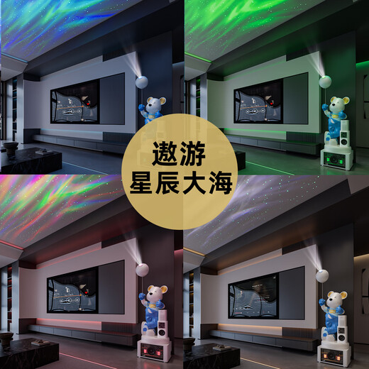 Jizhao 2026 new karaoke multi-function clock violent bear living room ornaments next to the TV cabinet high-end atmosphere and high-end beige + karaoke audio multi-function clock + Xiaoai audio + starry sky light