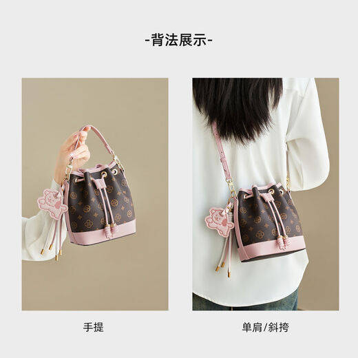 Bucket Bag 2025 New Presbyopia Commuting Bag Hand-held Small Bag Large Capacity Shoulder Bag Crossbody Bag for Women Pink Pinka Lucky Puppy Pendant