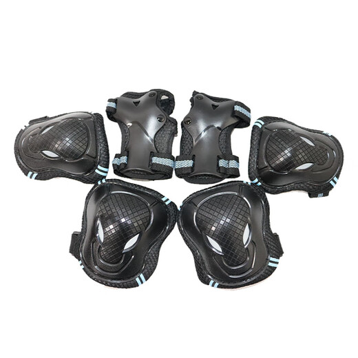 Adult men's and women's anti-fall protective gear, skateboard skates, roller skating, children's knee pads, elbow pads, sports complete set, black and red S (small adult women and children over 6 years old)