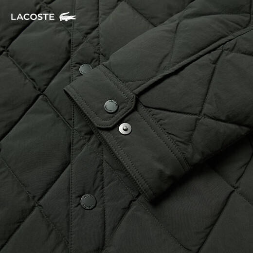 LACOSTE French Crocodile Men's 25 Autumn New Shirt Collar Quilted Goose Down Jacket | BH2540 L7A/Brown Green S 46