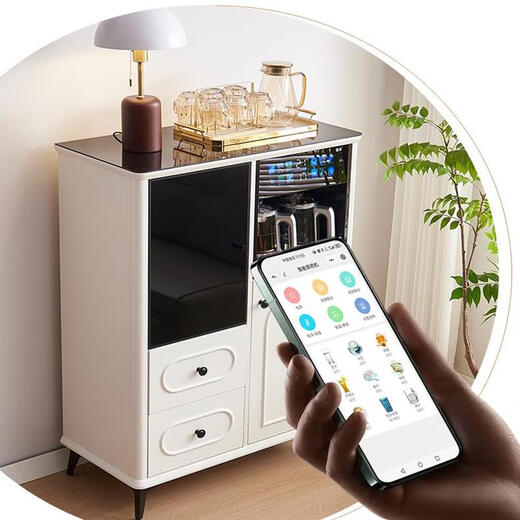 Wanbao with refrigerator ice bar solid wood tea bar water dispenser embedded office home dining side cabinet home fully automatic all-in-one 1913 walnut color warm single cabinet heating type ice warm