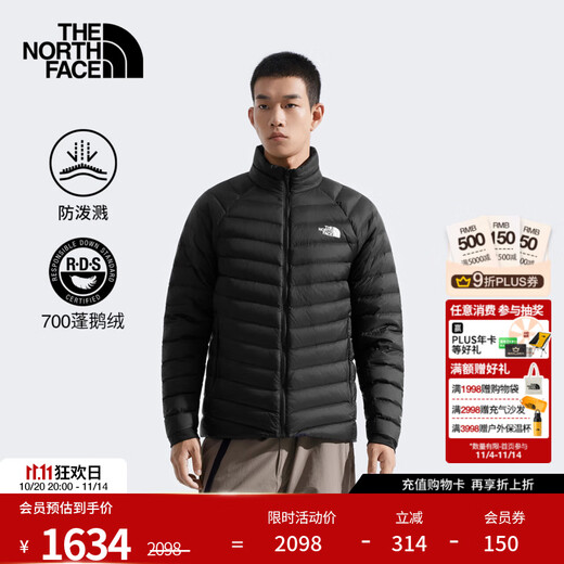 The North Face Down Jacket Men's Thunder Anti-splash 700 Puff Goose Down Lightweight and Warm Outdoor 25th Autumn and Winter New | 8DX2 JK3/Cosmic Black 2XL /185