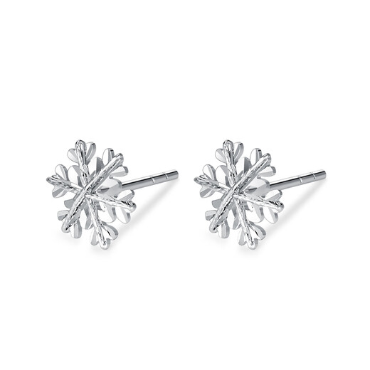 Wanfulong 2025 new platinum snowflake earrings for women pt950 shiny platinum commuting versatile high-end earrings gift PT950 platinum snowflake earrings 0.98g