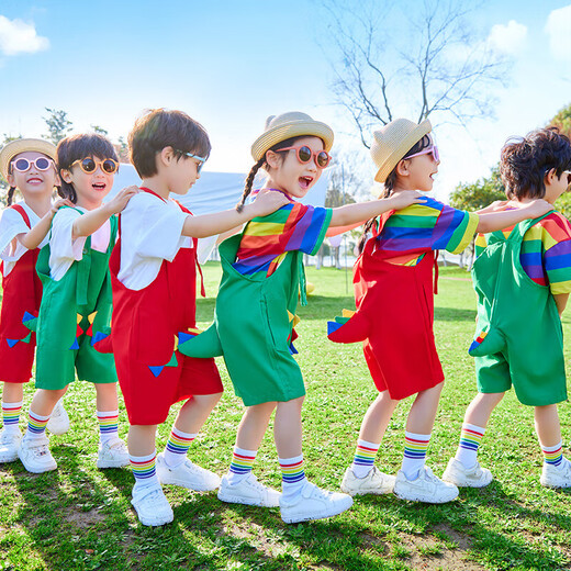 Yusenyi Little Gecko Borrowed Tail Performance Costume Sixty-One Kindergarten Cute Overalls Costume Children's Animal Dinosaur Small Wall Pure Cotton White Short Sleeves + Red Dinosaur Straps One Size 110cm