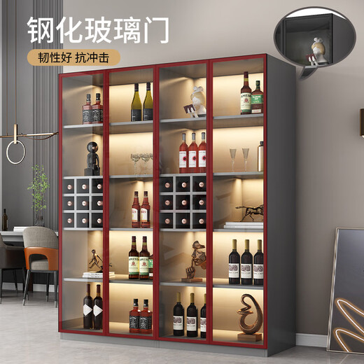 Zhong Zhanggui wine cabinet display cabinet household glass wine cabinet living room wall custom light luxury storage cabinet 2025 new sideboard installation included 0 level 1.8 thickened plate four-door wine grid 160x4
