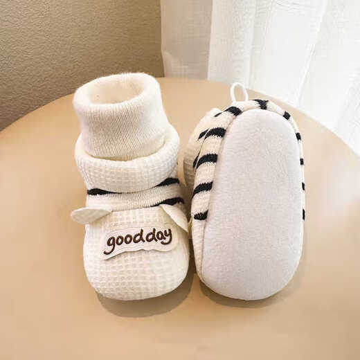 Baby toddler shoes, soft soles, spring, autumn and winter, 0 to 1 year old, newborn boys and girls, 8-10 months old, non-shedding cloth shoes and socks, A blue (comfortable drawstring shoes) 12.5, inner length 12.5cm