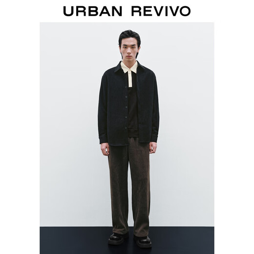 UR2025 new winter men's retro casual elastic waist drawstring plus velvet wide leg pants UML650125
