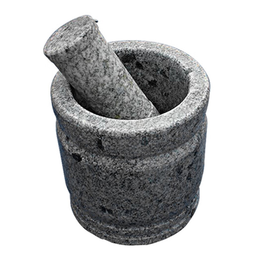 Fat Donglai's same garlic pounder, garlic peeler, garlic mortar, medicine jar, household stone garlic masher, garlic press, garlic grinder, diameter 15 cm, polished with lid