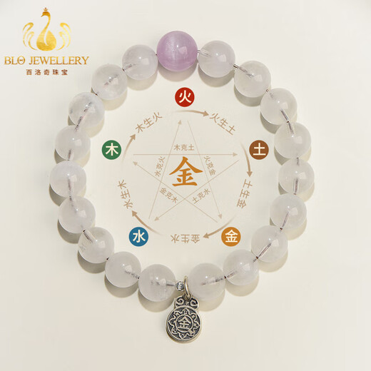 Bailuoqi Five Elements Crystal Bracelet Replenishes Gold Wood, Water, Fire, and Earth Five Elements Bracelet Men's and Women's Aquamarine Green Ghost Bracelet Five Elements Replenishes Gold White Ghost Beads 8mm