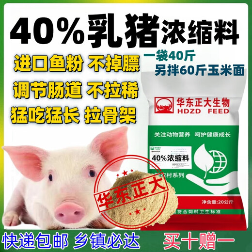 East China Zhengda 40% suckling pig concentrated feed suckling pig creep feed powder granulated formula open feed piglet feed 20KG suckling pig concentrated feed 40Jin Jin equals 0.5kg (add 60Jin Jin equals 0.5kg cornmeal)