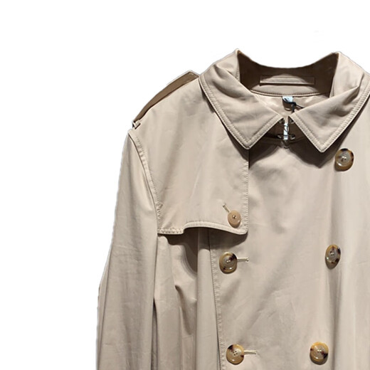 Burberry (BURBERRY) FW23 solid color double-breasted lapel mid-length long-sleeved windbreaker men's beige beige one size 48