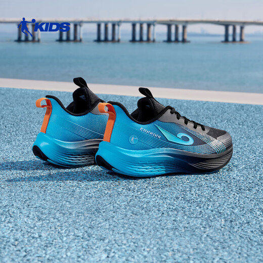 Jordan men's running shoes, children's spring and autumn lightweight 3.0 cushioning technology sports shoes, black/blue 35