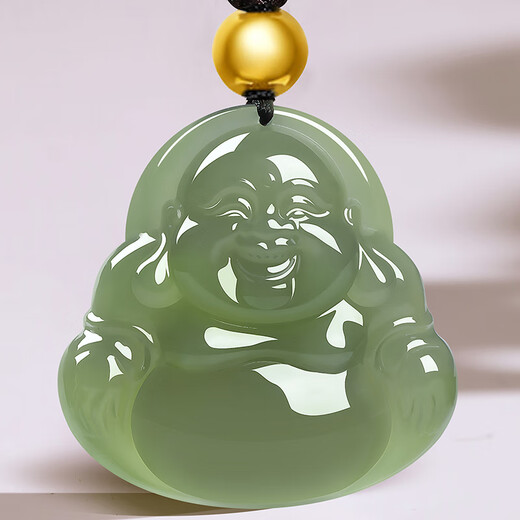 7000 Years Hotan Jade Pendant Thick Buddha Gong Female Jade Pendant Pure Gold Gold Bead Style Ice Bottom Clear Water Buddha About 25mm