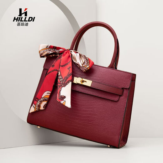 Yusenyi bag women's large capacity 2024 new light luxury brand commuter wedding bag wedding cowhide middle-aged mother handbag women dark red small size
