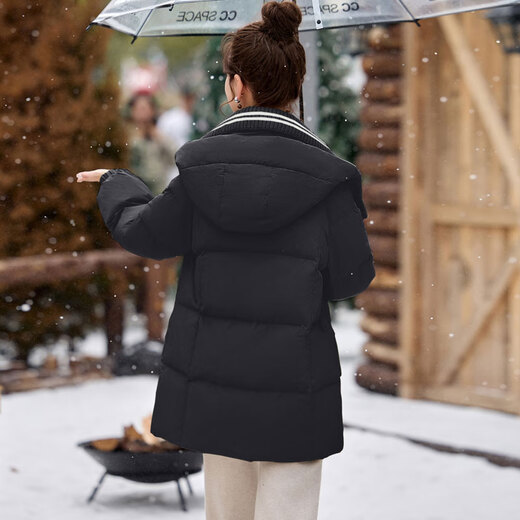 LISM shopping mall same style high-end down jacket super good-looking down jacket women's casual mid-length work wear warm khaki color L about 225g