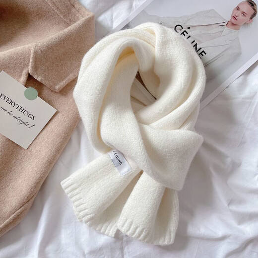 Jin Jin is equal to 0.5 kg Mu Knitted Scarf Women's Winter 2025 New Korean Solid Color Ins Style Warm Shawl Versatile Couple Scarf Gift Swan White