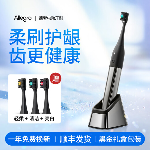 ALLEGRO Official Authentic Simple Luxury High-End Sonic Electric Toothbrush Adult Couple Model Soft-Bristled Household Automatic Deep Cleaning Gum Protection Gifts for Men and Women Birthday and Wedding Anniversary Deep Space Gray