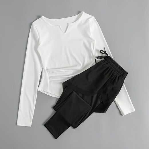 Yoga clothing women's suit autumn and winter 2024 new quick-drying running sports women's suit Pilates fitness clothing red long sleeves + purple trousers XL