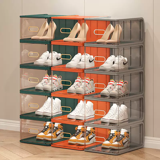 Yusenyi Shoe Box Storage Box Transparent Shoe Rack Shoe Cabinet Shoe Storage Artifact Shoe Rack Space-saving Shoe Box Hard Plastic (Save 30) White 5 Orange 5 Gray 5 Brown Side Edition (Save 30) White 5 Orange 5 Gray 5 Brown Side Edition 26.3x34x17.2cm 26 pcs 26.3x34x17.2cm