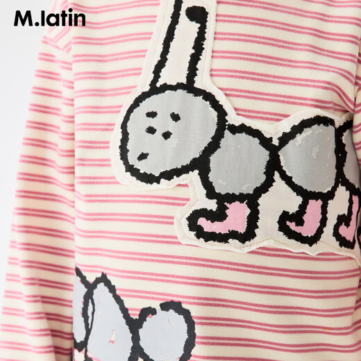 Ma Latin (M.Latin) Maratin children's clothing children's T-shirt 25 winter clothing new children's fun little ant print T-shirt pink strip 90