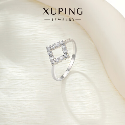 XUPING Xuping jewelry alloy fashionable temperament simple and versatile geometric micro-setting ring gift jewelry ring #6b