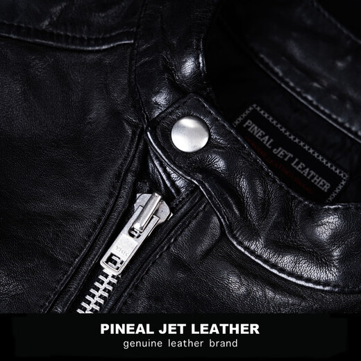 PJL Men's Cross-Stretch Sheepskin Day Single Retro Distressed Short Spring and Autumn Coat Leather Jacket Sheepskin Cross-Layer Black S (120Jin Jin is equal to less than 0.5 kg)