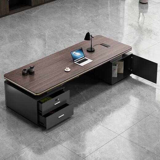 Desk Boss Desk Simple Modern Double Cabinet Mobile Cabinet Office Manager President Desk and Chair Combination Desk 1.8*0.8 Meter Boss Desk (Installation Included)