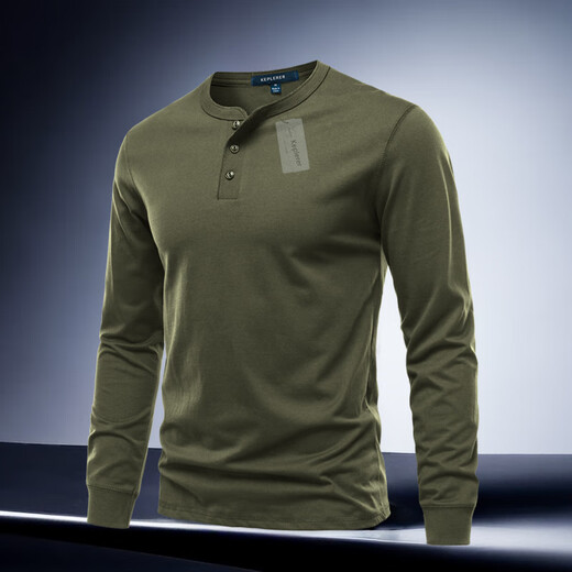 ANTCITY 202025 Spring and Autumn New Men's Henley Long Sleeve Classic Retro Style Versatile Top Simple and Comfortable White S Weight 90~120Jin Jin equals 0.5 kg